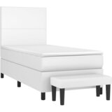 Krevet s oprugama i madracem bijeli 90 x 190 cm od umjetne kože | shoptok.hr