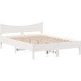  Okvir za krevet s uzglavljem bijeli 135 x 190 cm od borovine | shoptok.hr