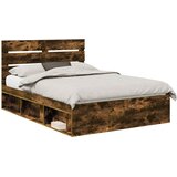  Krevetna konstrukcija s uzglavljem Dimljeni hrast 150 x 200 cm | shoptok.hr