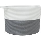  Košara za rublje sivo-bijela Ø 55 x 36 cm pamučna | shoptok.hr