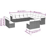  13-dijelni set vrtnih sofa s jastucima poliratan crni | shoptok.hr