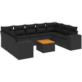  10-dijelni set vrtnih sofa s jastucima crni od poliratana | shoptok.hr