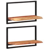 vidaXL Stenske police 2 kosa 60x25x35 cm trden akacijev les in jeklo Cene