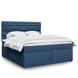 vidaXL Box spring postelja z vzmetnico modra 180x200 cm blago, (21308286) | Shoptok.si