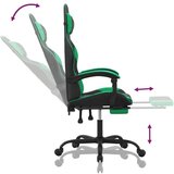  Okretna igraća stolica s osloncem crno-zelena od umjetne kože | shoptok.hr