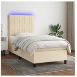  Box spring postelja z vzmetnico LED krem 100x200 cm blago | Shoptok.si