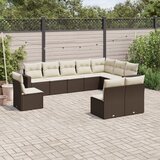  10-dijelni set vrtnih sofa od poliratana s jastucima smeđi | shoptok.hr