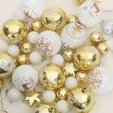 vidaXL Set Božićnih Ukrasnih Kuglica 40 pcs Bijela i Zlatna | shoptok.hr