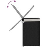  Košara za rublje s 2 odjeljka crna 53 x 35 x 57cm od poliratana | shoptok.hr