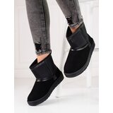 Big Star Black suede snow boots women short BIG STAR KK274614 Cijene