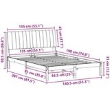  Okvir za krevet s uzglavljem Smeđa 135 x 190 cm tkanina | shoptok.hr