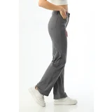 BİKELİFE Women's Gray High Waist Lycra Flexible Wide Leg Palazzo Pants