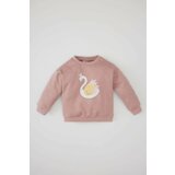 Defacto Baby Girl Crew Neck Swan Printed Sweatshirt cene