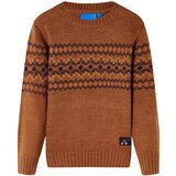 vidaXL Dječji pulover pleteni boja konjaka 128 | shoptok.hr