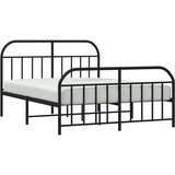 vidaXL Metalni okvir kreveta uzglavlje i podnožje crni 135x190 cm | shoptok.hr