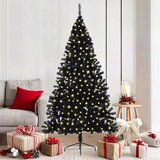 vidaXL Umjetna preddekorirana božićna jelka Črna 180 cm PVC | Shoptok.si