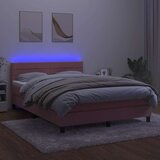  box spring s madracem LED ružičasti 140x190cm baršunasti | shoptok.hr