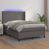 The Living Store Box spring postelja z vzmetnico LED siva 140x200cm umetno usnje - Box Spring Postelja, (21517188) Cene