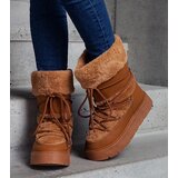  Brown insulated lace-up snow boots decorated with fur Istiss | shoptok.hr