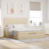  Otomanski krevet s madracem i LED krem 160x200cm tkanine | shoptok.hr