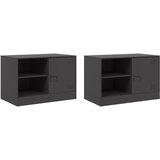vidaXL TV omarica 2 kosa črna 67x39x44 cm jeklo, (21228453) | Shoptok.si