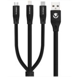  Kabl Volkano VK-20086-BK Slim Series Flat PVC 3-in-1 USB-C/Lightning/Micro Cene
