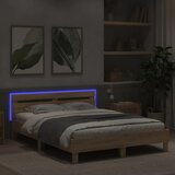 Okvir za krevet s uzglavljem i LED boja hrasta 140x190 cm | shoptok.hr
