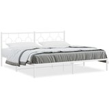  The Living Store Kovinski posteljni okvir z vzglavjem bel 193x203 cm - Posteljni Okvir, (21445665) | Shoptok.si