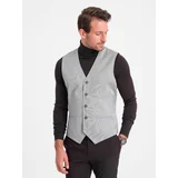 Ombre Men's jacquard suit vest without lapels - light grey