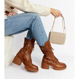 Gemre Brown lace-up heeled boots Visalia | Shoptok.si