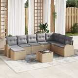 vidaXL vrtni kavč set Set 9 Bež Ratan Vrtni kavč set Pravokoten | Shoptok.si