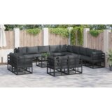 vidaXL Sjedeća garnitura za vrt 14 pcs Crna 70 x 70 x 32 cm Aluminij | shoptok.hr