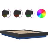 vidaXL Posteljni okvir z LED lučkami črn 120x190 cm inženirski les | Shoptok.si