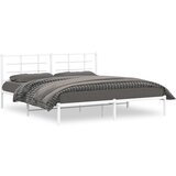 vidaXL Kovinski posteljni okvir z vzglavjem bel 183x213 cm | Shoptok.si
