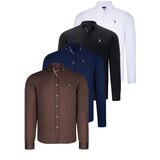 Dewberry QUAD SET G674 MENS SHIRT-BLACK-WHITE-NAVY BLUE-EARTH | shoptok.hr