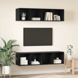 vidaXL Stenski TV kabinet s polico 4 pcs Črni hrast 37 x 37 x 72 cm | Shoptok.si