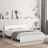 vidaXL Posteljni okvir z vzglavjem bel 140x190 cm | Shoptok.si