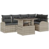 vidaXL Set vrtnih sofa s 6 dijelova s jastučićima svjetlosive boje Poly Ratan, 2-sjedalna vrtna sofa s pohranom i jastučićima svjetlosive boje Poly Ratan Cijene