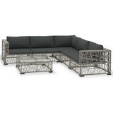 Maison Chic Seti vrtnega pohištva - Vrtna garnitura - Vrtni pohištvo set z blazinami 6-delna poli ratan siva, (21796014) | Shoptok.si