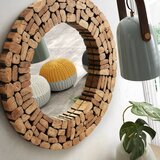 Kave Home Zidno ogledalo s okvirom od masivnog drveta ø 80 cm Eliptic – | shoptok.hr