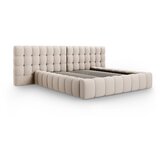 Micadoni Home Bež oblazinjena zakonska postelja s prostorom za shranjevanje z letvenim dnom 180x200 cm Mamaia – | Shoptok.si