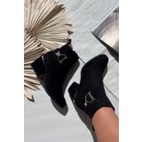 Boto Insulated women's ankle boots with a heel with gold elements black Ambrine | Shoptok.si