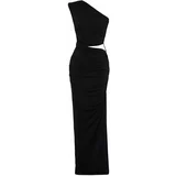 Trendyol Limited Edition Black Fitted Evening Long Evening Dress with Accessories