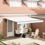 vidaXL avtomatska retraktibilna tenda z LED belo 400x350 cm, tenda nadomestna tkanina za okvir 4x3.5 m bela | Shoptok.si