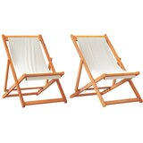  Sklopive stolice za plažu 2 kom krem bijele od tkanine | shoptok.hr