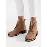 Shelvt Beige lace-up ankle boots | Shoptok.si