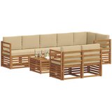  Setovi sofa s jastukom 9 pcs Prirodna i bež Čvrsto drvo akacije | shoptok.hr