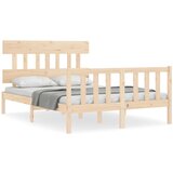  The Living Store Posteljni okvir z vzglavjem trden les - Posteljni Okvir, (21448678) | Shoptok.si