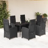  3-dijelni vrtni blagovaonski set s jastucima od poliratana crni Crna 80 cm table length | shoptok.hr