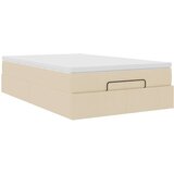 vidaXL Otomanski posteljni okvir z vzmetnico krem 120x200 cm blago | Shoptok.si